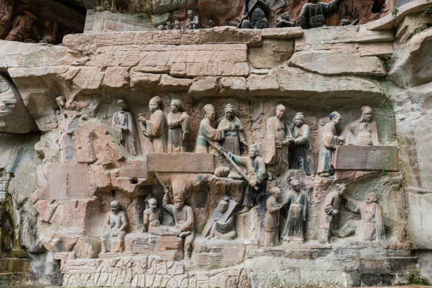istock Sculpture depicting Naraka or Buddhist hell realm at Dazu Rock Carvings 1209138534