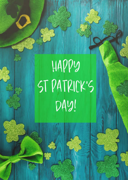 istock St Patrick Day dark green background with shamrocks 1209141192