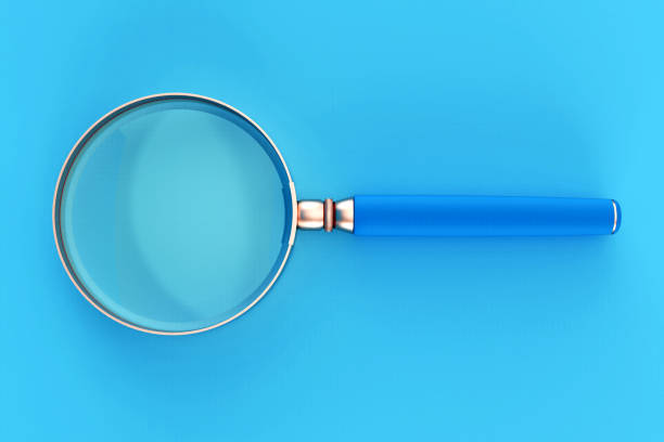 3D Magnifying Glass Isolated on Blue Background