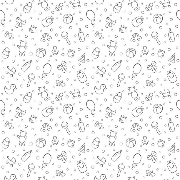 ilustrações de stock, clip art, desenhos animados e ícones de baby cute seamless pattern. pink girl texture. kid background. vector illustration - baby
