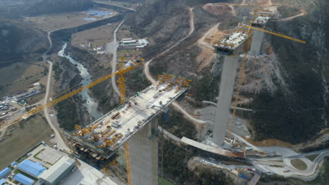 Construction of bridge of a new highway through the Moraca canyon in Montenegro