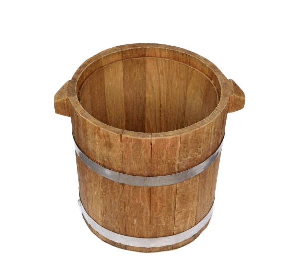 istock Wooden bucket isolated on white background 1209155231