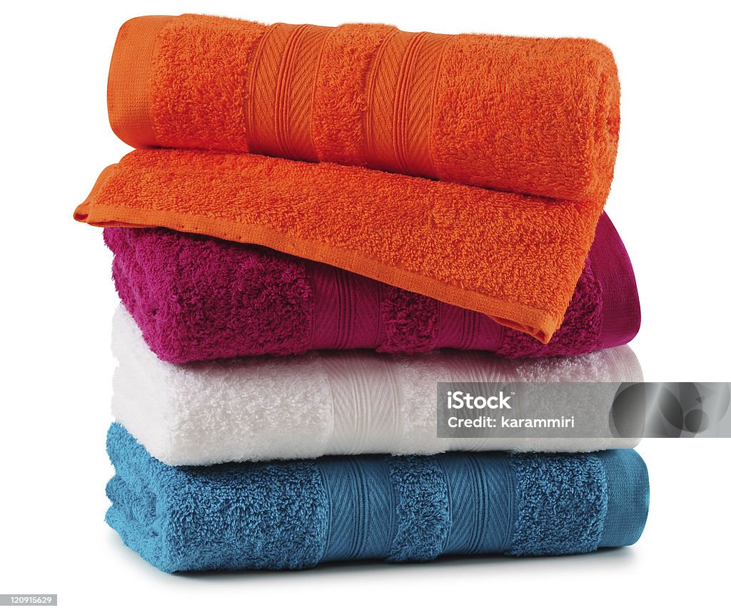 Bath towel. Stack of towels. Blue Stock Photo