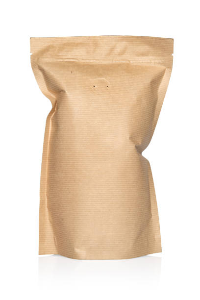 istock Craft paper doypack or stand-up pouch with zipper isolated 1209167133