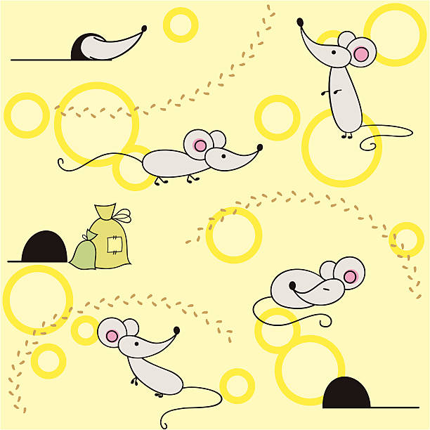 cute mice on seamless background vector art illustration