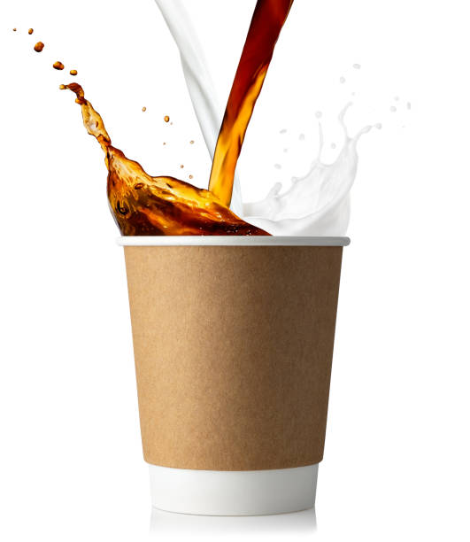 istock disposable cup with coffee and milk splashes 1209173171