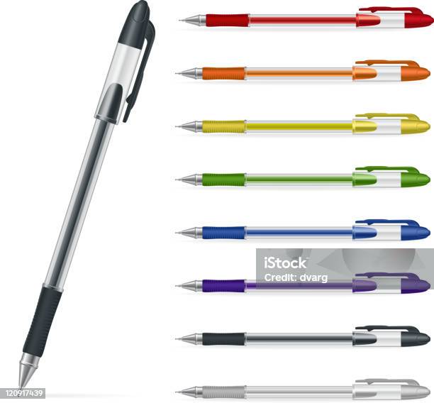 Pens Stock Illustration - Download Image Now - Black Color, Blue, Cut Out