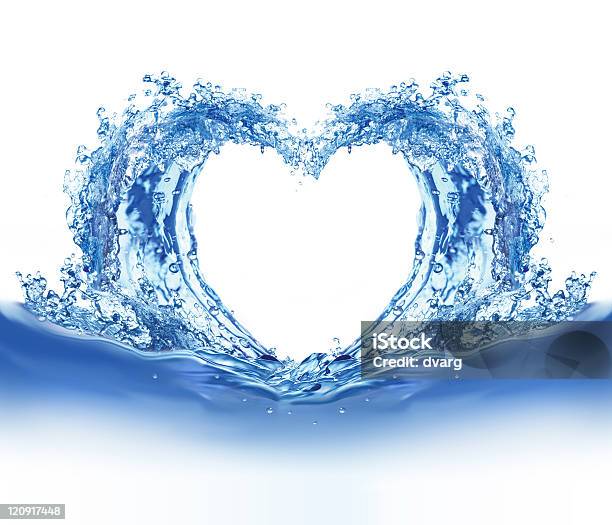 Water Splashing Into A Heart Shape Stock Photo - Download Image Now - Heart Shape, Inside Of, Wave - Water