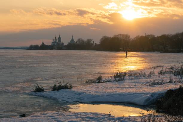 istock Winter sunset over lake Nero 1209176936
