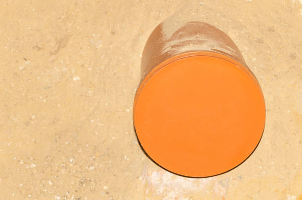 Pvc pipe installed in the ground for ventilation.