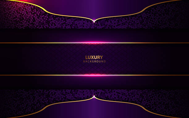 luxus blau lila hintergrund mit goldener dekoration - glitter purple backgrounds shiny stock-grafiken, -clipart, -cartoons und -symbole