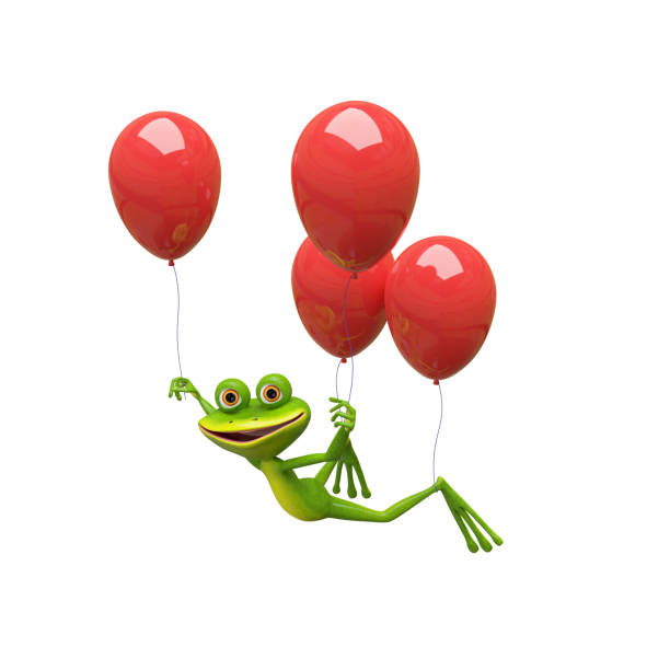 flying balloons on blue background