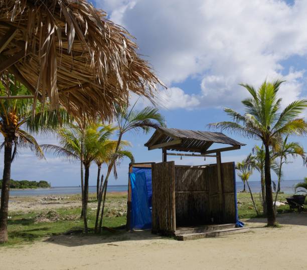 istock Open shower installed at a beach in Roatan, Honduras. 1209184319