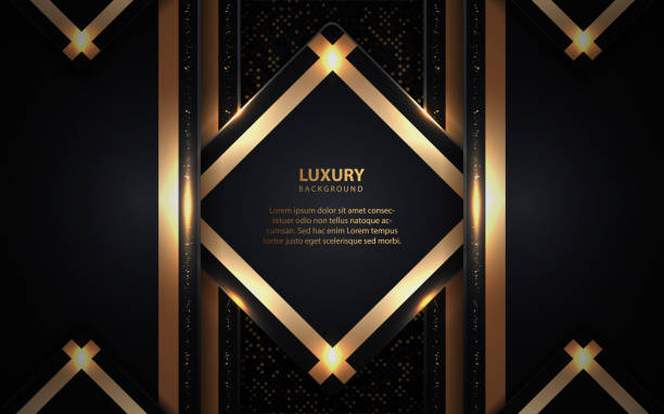 istock Luxury and elegant black background with golden light decoration 1209185959