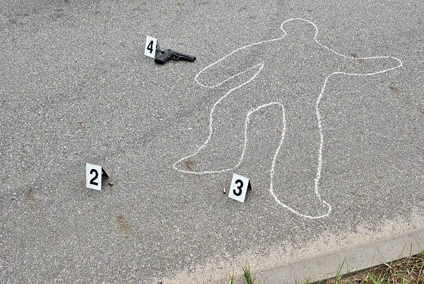 Crime scene Crime scene - murder on the street chalk outline stock pictures, royalty-free photos & images