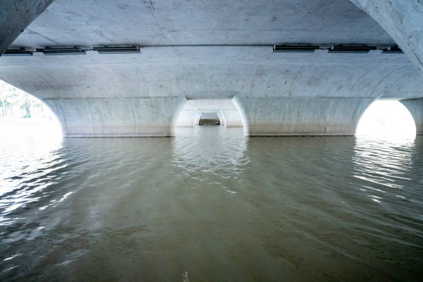 istock Curved Concrete Bridge over the water. 1209187944