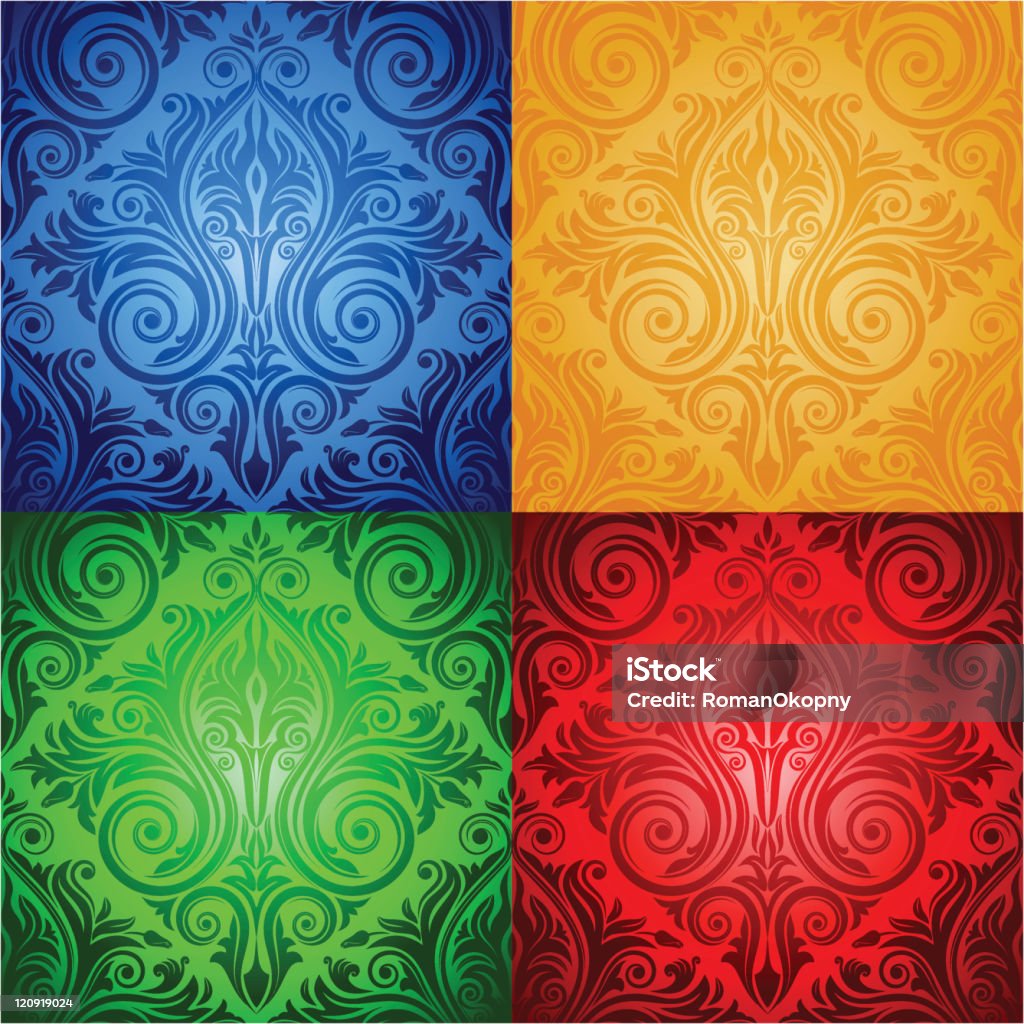 Motif floral de sans couture quatre couleurs - clipart vectoriel de Abstrait libre de droits