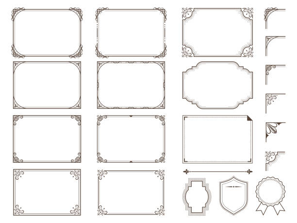 ozdobne ramki i elementy przewijania. - ozdabiać stock illustrations