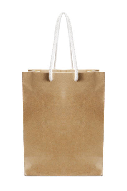brown paper bag isolated on white background with clipping path.vertical image