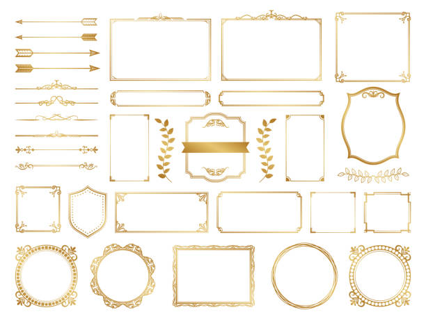 黄金の華やかなフレームとスクロール要素。 - 額縁点のイラスト素材／クリップアート素材／マンガ素材／アイコン素材
