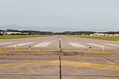 Centered view on an empty runway / landing strip.