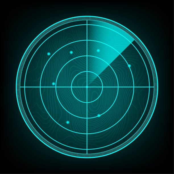 istock Realistic radar in searching. Radar screen with the aims. Vector stock illustration. 1209195812