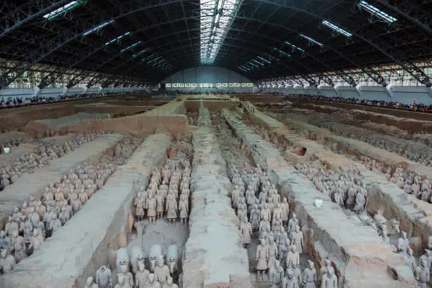 Warriors of famous Terracotta Army in Xian China - travel background