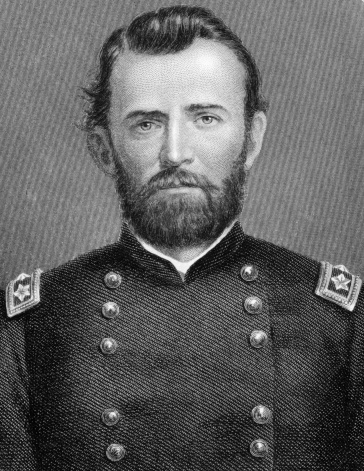 Ulysses S. Grant (1822-1885) on engraving from 1838. 18th President of the United States (1869-1877) and  military commander during the Civil War. Published in London by Virtue & Co.