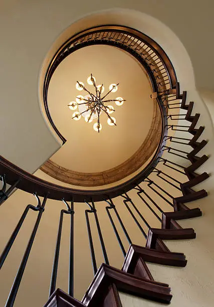 Residential spiral staircase in a modern upscale home