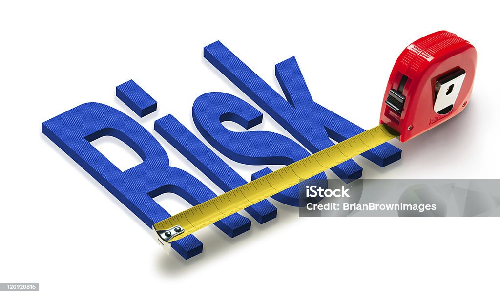 Measuring risk graphic with tape measure A graphic image depicting the measurement of risk in business.  A business metaphor for determining the exposure or vulnerability of a project or investment. Analyzing Stock Photo