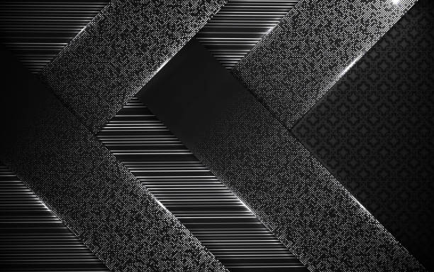 istock Elegant black paper shapes background with silver decoration 1209208281