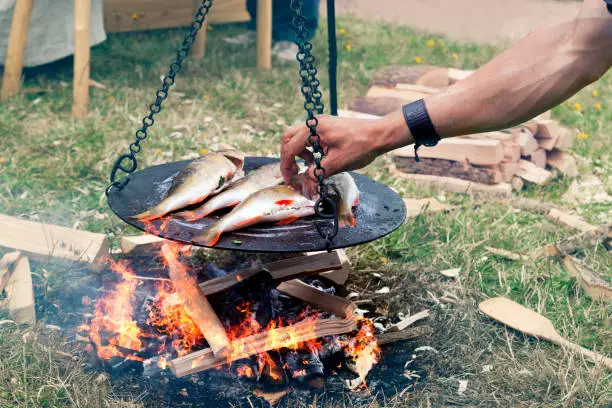 Photo of Fish on an open fire grill