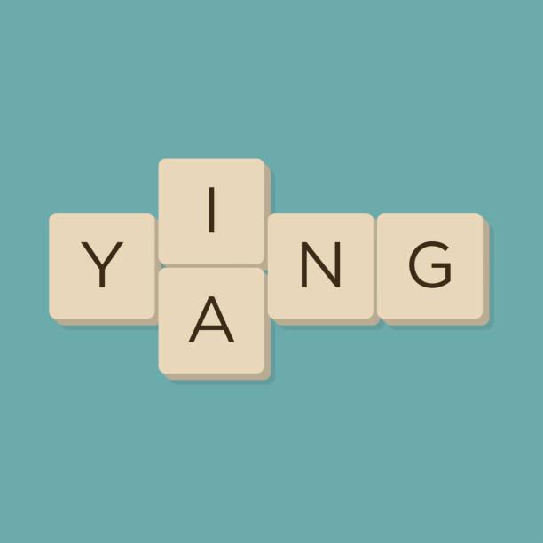 Ying yang wordplay in scrabble letters. Isolate vector illustration. dieng plateau stock illustrations