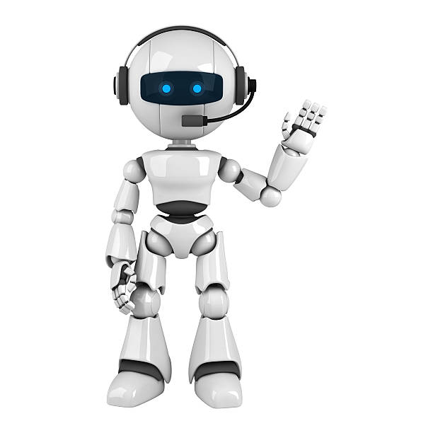 istock White robot stay with headphones 120921219