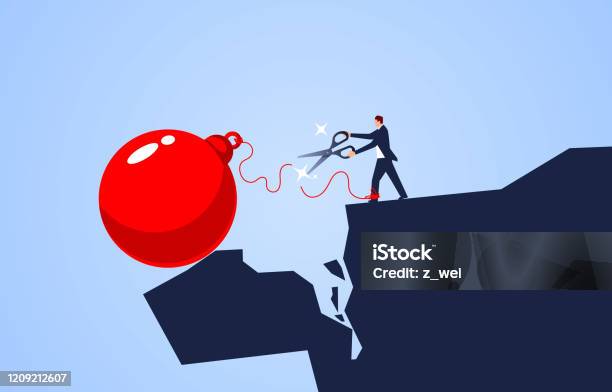 Out Of Crisis Businessman Cuts Off Overweight Iron Ball Tied To Leg Stock  Illustration - Download Image Now - iStock