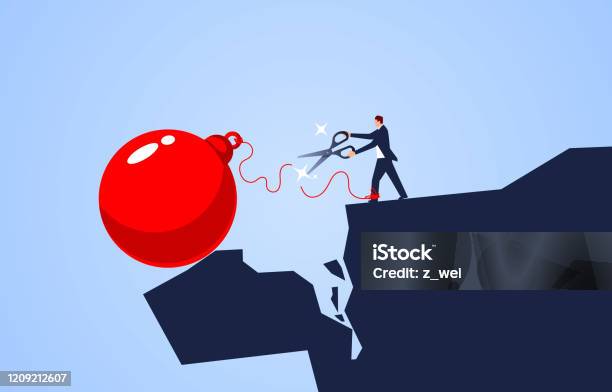 Out Of Crisis Businessman Cuts Off Overweight Iron Ball Tied To Leg Stock Illustration - Download Image Now - iStock Out Of Crisis Businessman Cuts Off Overweight Iron Ball Tied To Leg Stock Illustration - Download Image Now - iStock