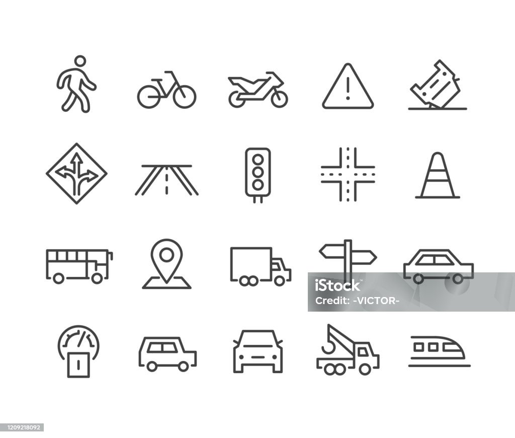 Iconos de tráfico - Classic Line Series - arte vectorial de Ícono libre de derechos