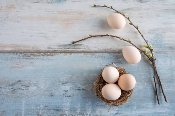 istock Easter still life on vintage wood 1209220238