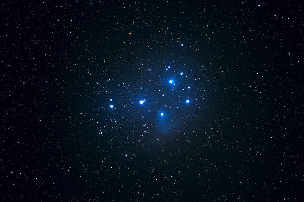 pleiades open cluster pleiades in taurus constellation (m45) the pleiades stock pictures, royalty-free photos & images