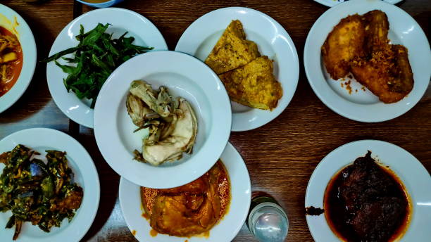 istock Side dishes on the Padang rice menu viewed 1209225903