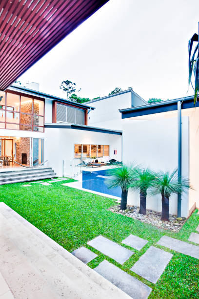 istock Modern house garden view from the doorstep 1209226582