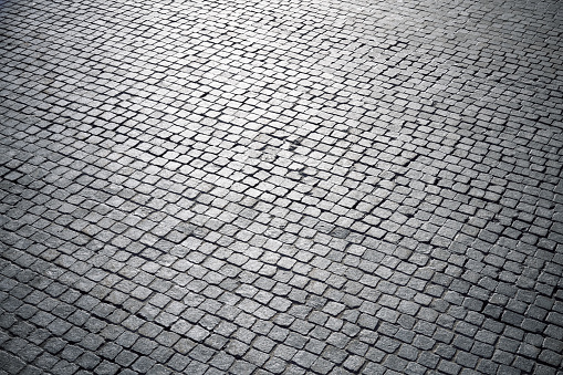 Stone road texture. Road tile on the Red Square in Moscow.