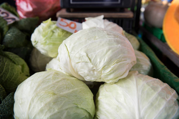 istock Organic cabbage on the open market counter 1209232876
