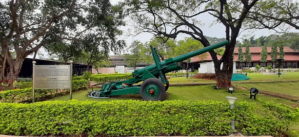 A vintage artillery gun used by the indian army during the kargil war