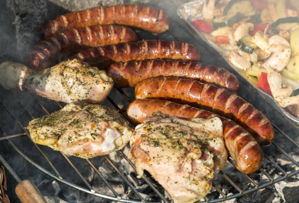 istock barbecue with delicious grilled meat on grill 1209233628