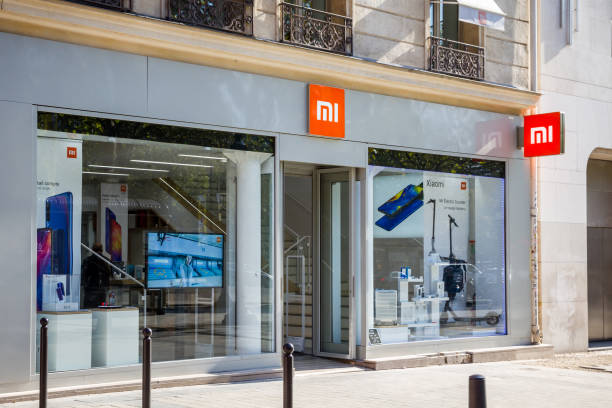 the Xiaomi electronics store on Champs-Elysees avenue Paris/France - September 10, 2019 : the Xiaomi electronics store on Champs-Elysees avenue avenue des champs elysees photos stock pictures, royalty-free photos & images