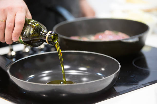 istock Pour vegetable oil on a frying pan 1209245120
