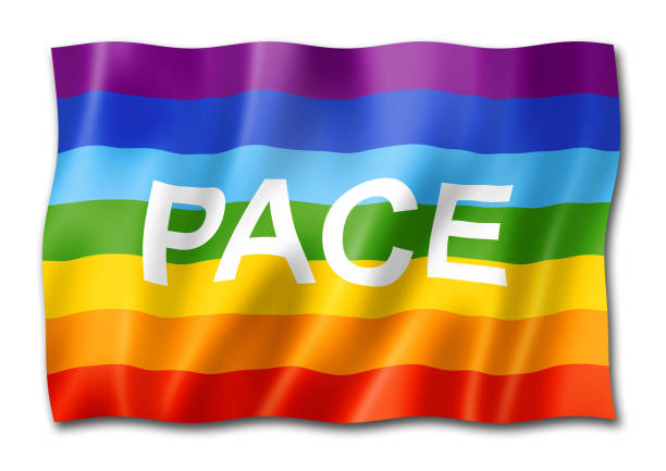 paix d’arc-en-ciel / indicateur de rythme d’isolement sur le blanc - symbols of peace flag gay pride flag banner photos et images de collection