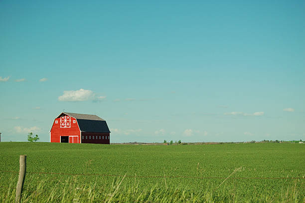istock Red Barn and Vivid Sky in Summer 120924859