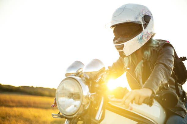 istock Woman biker on a trip 1209250466